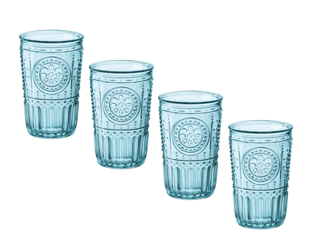 Bormioli Rocco 090789 Glas, Romantic, Blau, 4 Stück 4 Stück (1er Pack) Blau, 4 Stück (1er Pack) Blau
