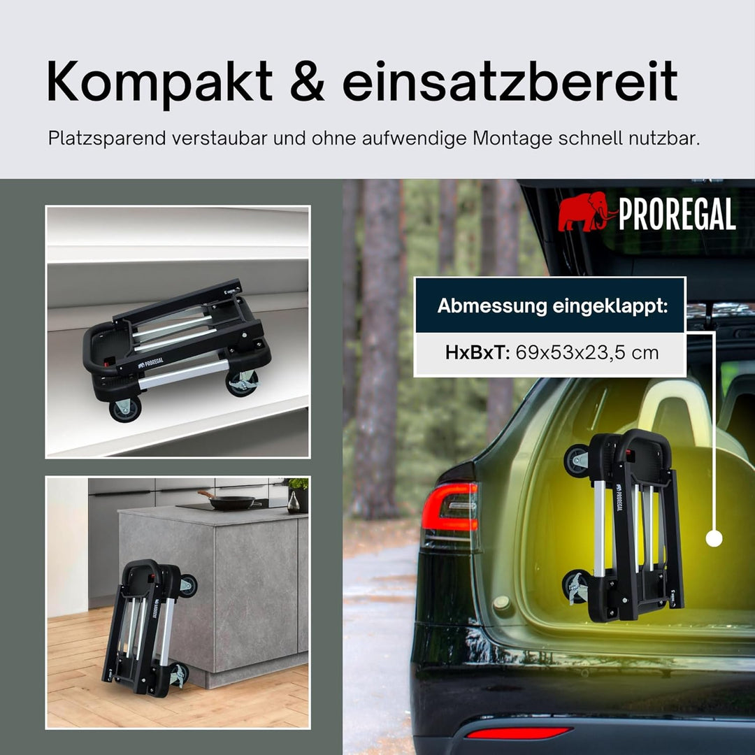PROREGAL Klappbarer Profi-Transportwagen Taurus 150 | HxBxT 97x46x76cm | Traglast 150kg | Höhenverst