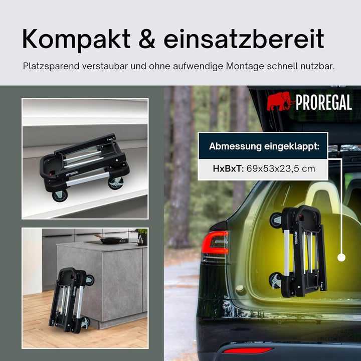 PROREGAL Klappbarer Profi-Transportwagen Taurus 150 | HxBxT 97x46x76cm | Traglast 150kg | Höhenverst