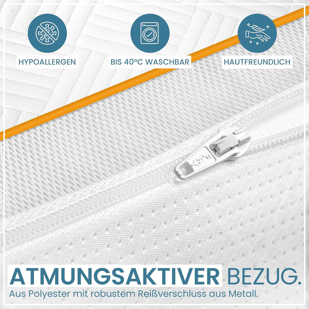 Hochwertiger Topper 90x200cm 7cm hoch - H2/H3 Matratzentopper mit weicher Gel-Memory- und stützender