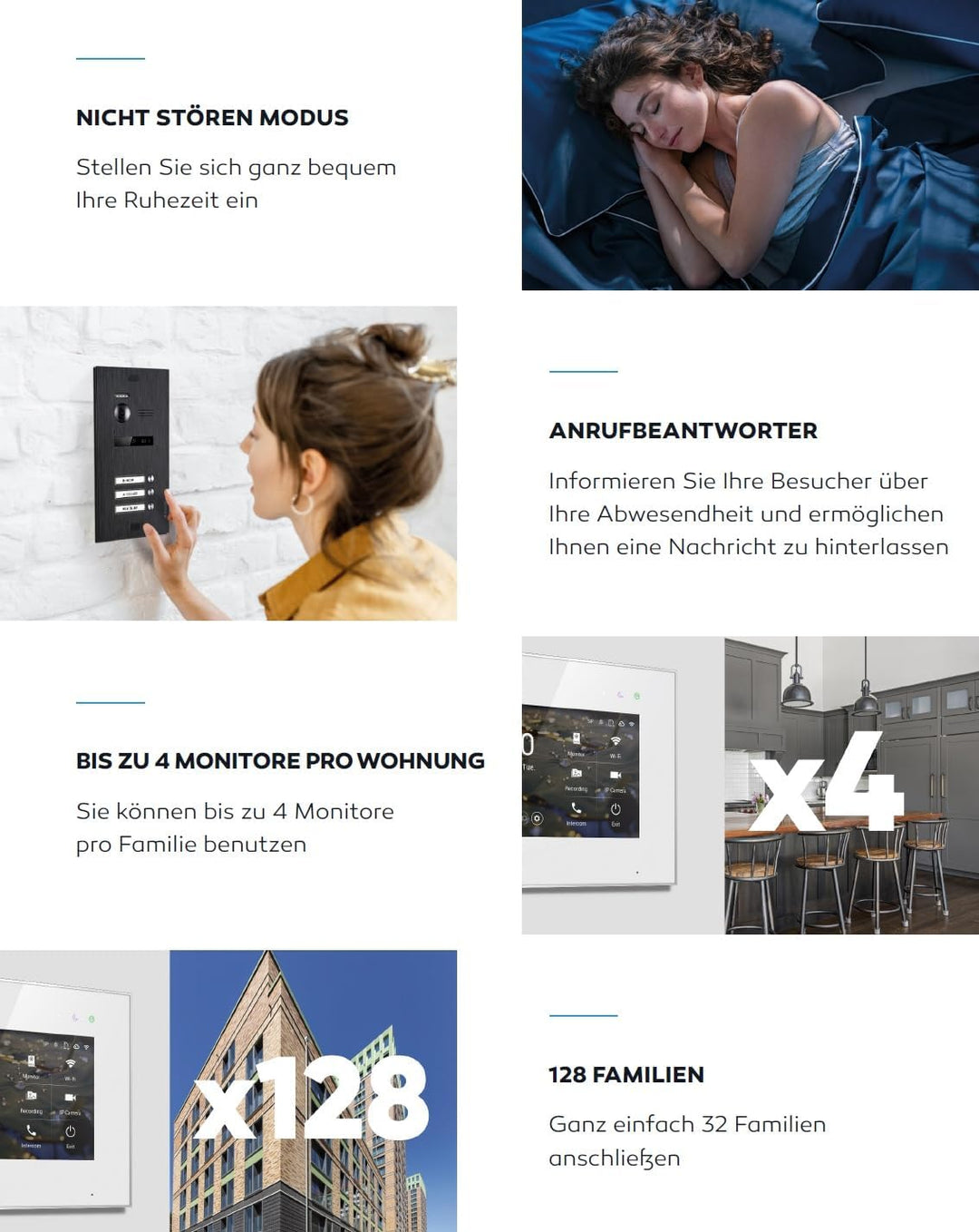 SCHUTZER Balter EVO-HD Video-Türsprechanlage für 1 Familienhaus, 7" Touchscreen Monitor 175° Weitwin