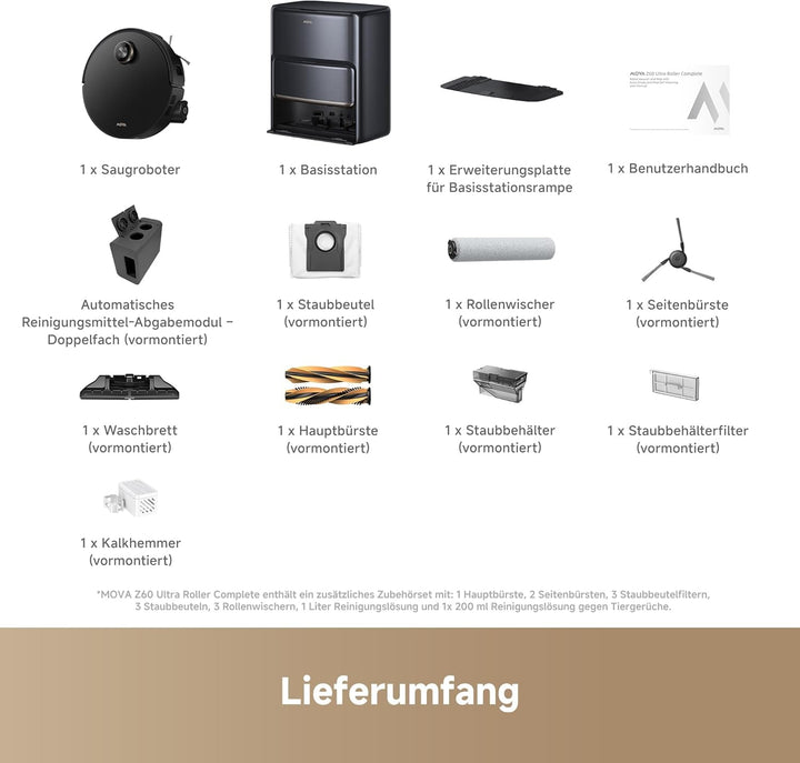 Mova Z60 Ultra Roller Complete Saugroboter mit Wischfunktion 28.000 Pa, LiftPro-Gehäuse, 8cm Hindern