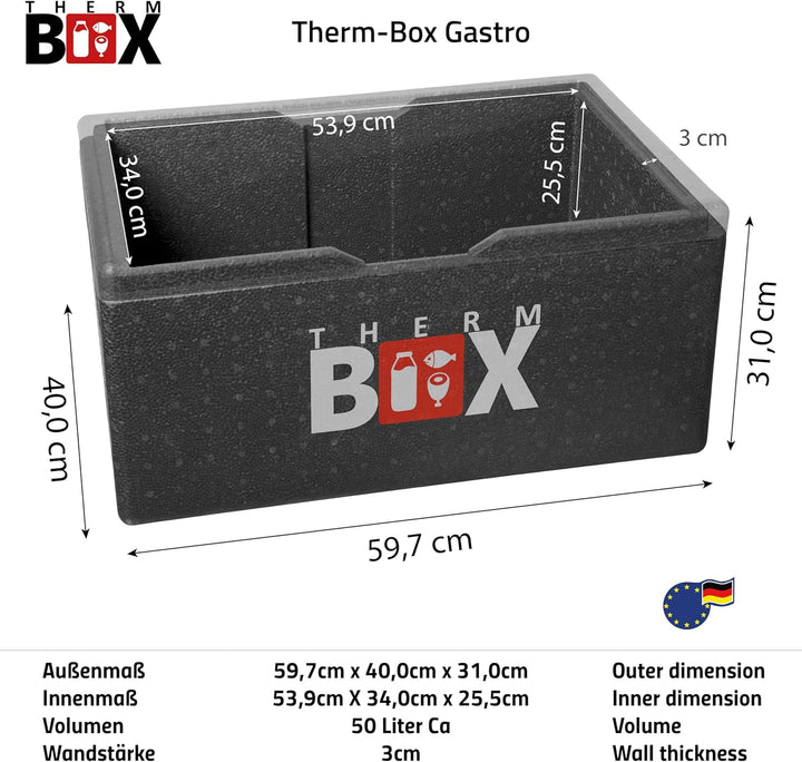 THERM BOX Profi Styroporboxen stappelbar 5 bis 80 Liter Isolierbox Thermobox Warmhaltebox Kühlbox Th