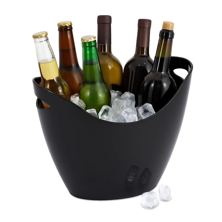 Relaxdays Eiseimer, Getränkeschale mit Griffen, 8 l, Flaschenkühler für Sekt, Champagner & Wein, Kun