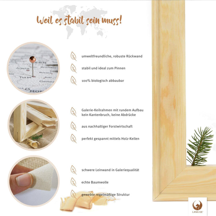 LanaKK – Deutschlandkarte Leinwandbild „Deutschlandkarte Blue Ocean” - deutsch - Kunstdruck-Pinnwand