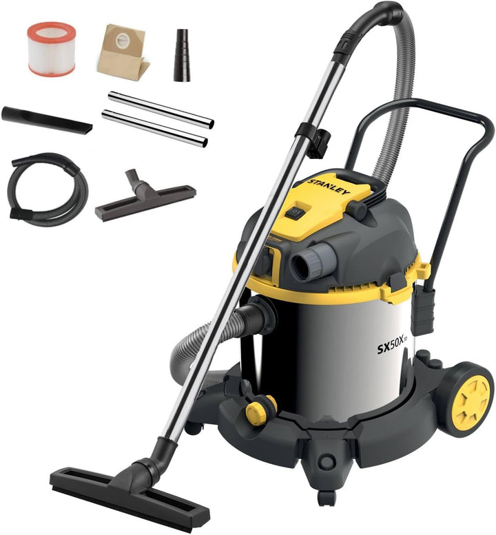 Stanley Nass und Trockensauger SXVC50XTDE (1600 W, 50 l) Steel 50 l - Power Tool Socket, Steel 50 l