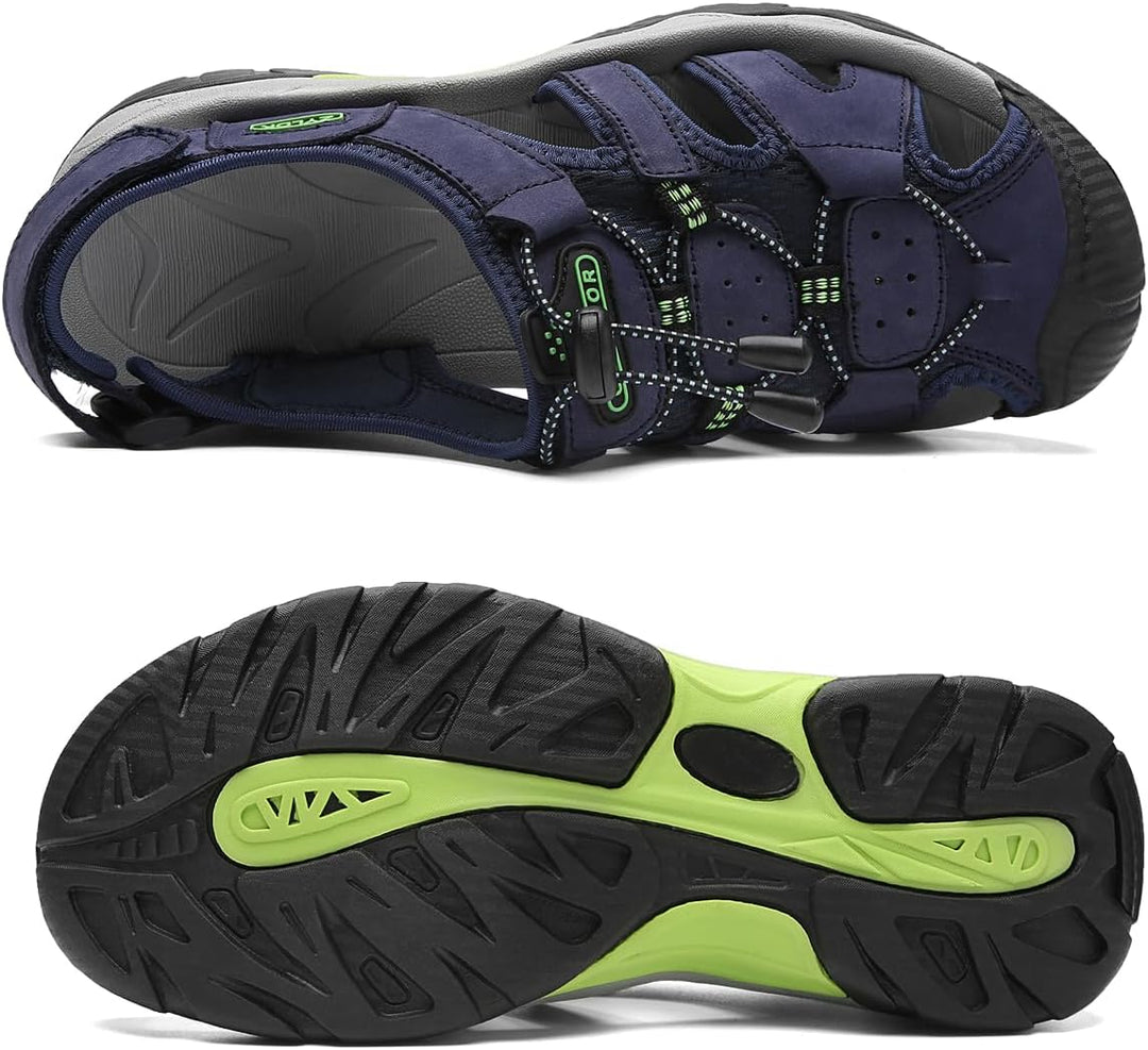 Sandalen Herren Leder Strand Wandersandale Trekkingsandalen Outdoorschuhe Sommer Freizeitschuhe Wand