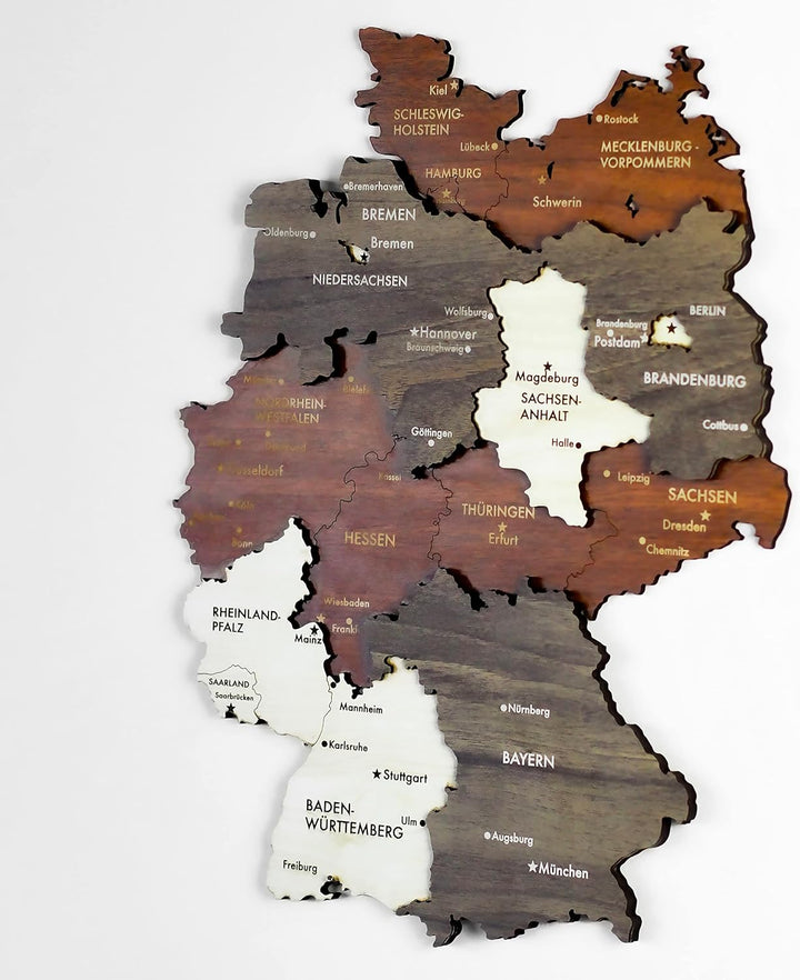 Colorfull Worlds Mehrlagige Holz 3D Deutschland Wandkunst Geschenk für Deutsche Freundin Deutschland
