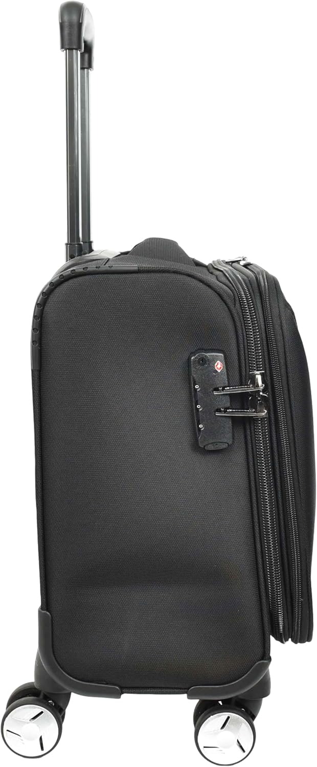 House Of Leather Business Organizer Büro Reise Pilotenkoffer 4 Rollen Trolley Kabinentasche Schwarz