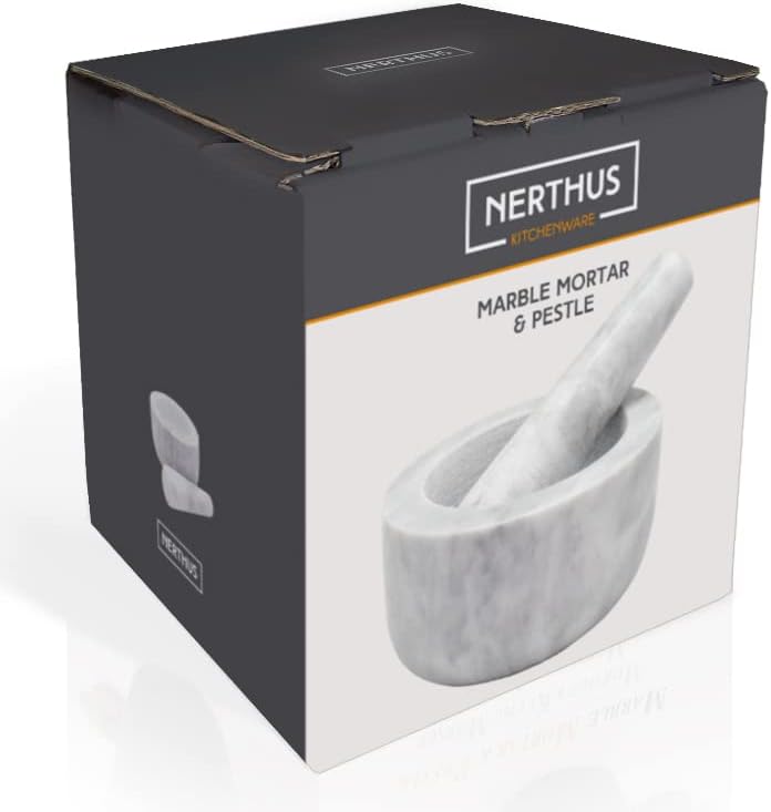 NERTHUS FIH 896 Marmormörtel Weiss Robust und leicht zu reinigen, 13 x 13 x 13 cm
