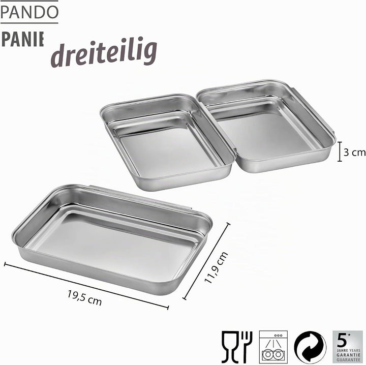 GEFU PANDO Panier‑Set 3‑teilig | Edelstahl‑Schalen zum Panieren, Marinieren &amp; Portionieren | Falzkan