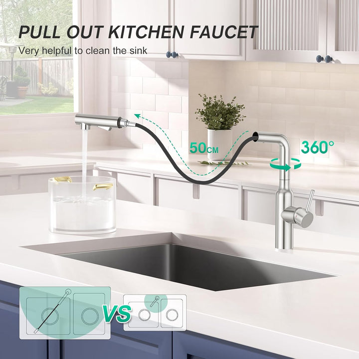 CREA Küchenarmatur ausziehbar, Einhebelmischer Armatur Wasserhahn Küche mit Brause, Spültischarmatur