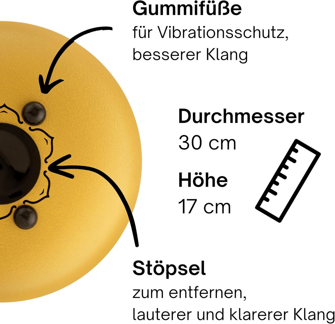 Sonodrum Zungentrommel "Standard 30cm D-Dur" in Gold - Tongue Drum inkl. Schlägel, gratis Liederbuch