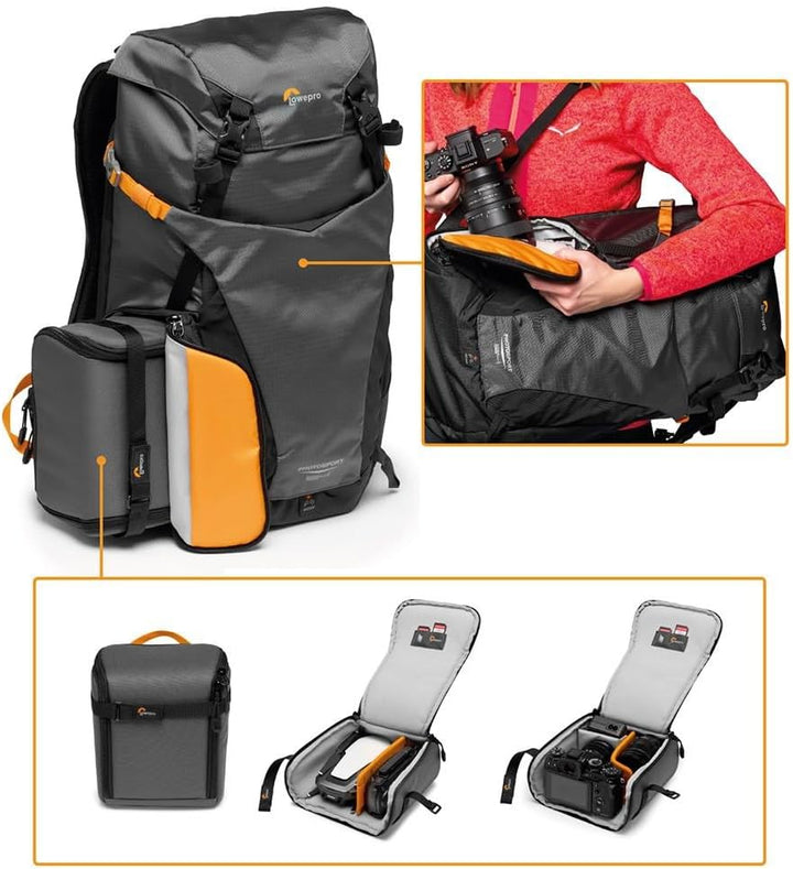 Lowepro PhotoSport BP 24L AW III, Wander Kamerarucksack für Spiegellose, seitlicher Zugriff, herausn