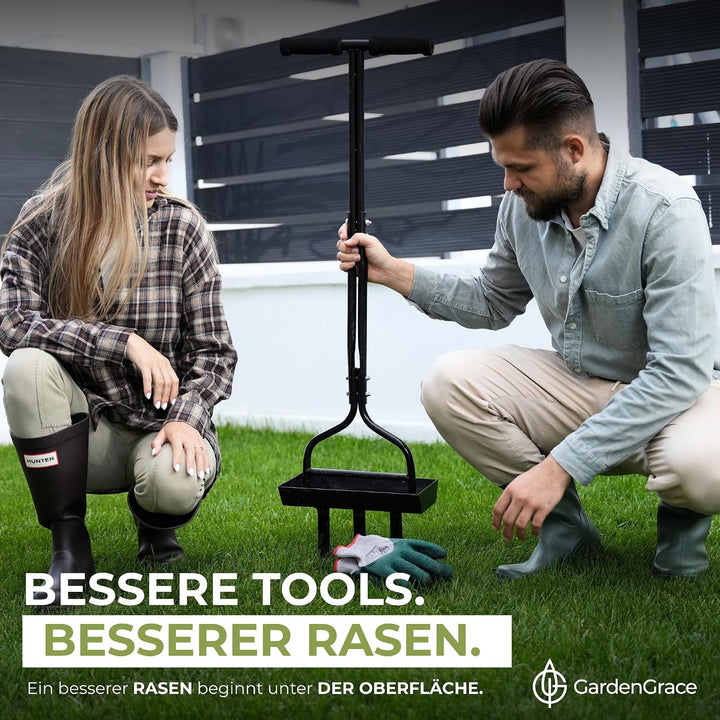 GardenGrace Rasenlüfter Aerifiziergabel mit 3 Hohlzinken