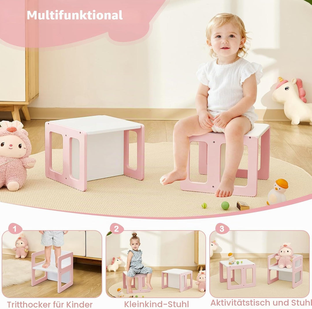FUNLIO Höhenverstellbarer Montessori Entwöhnungsstuhl für Alter 1-3, Qualitätsstuhl aus Massivholz,