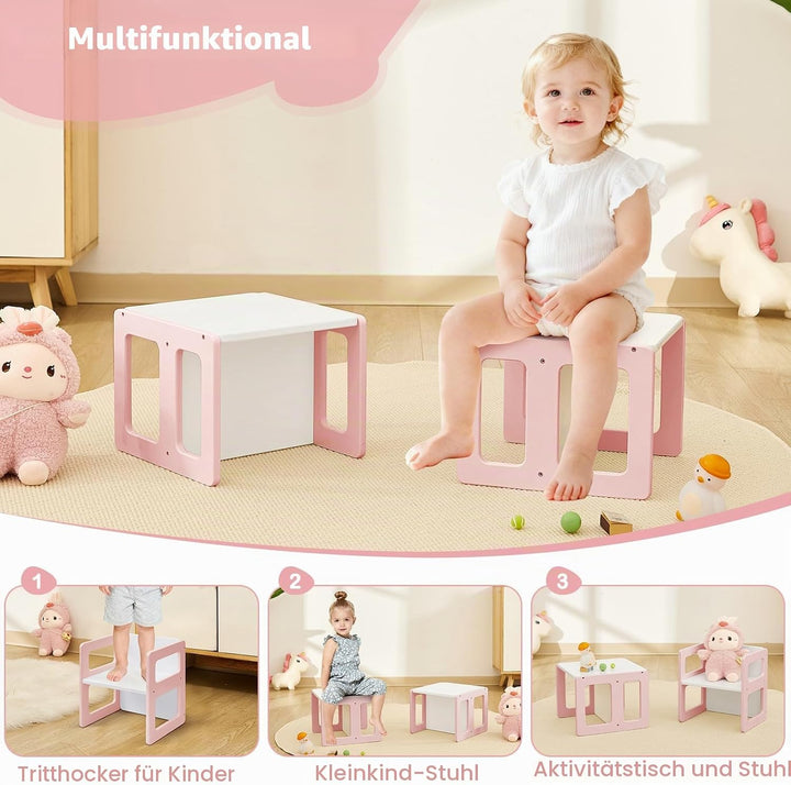 FUNLIO Höhenverstellbarer Montessori Entwöhnungsstuhl für Alter 1-3, Qualitätsstuhl aus Massivholz,