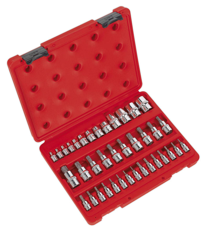 TRX-Star* Socket & Security Socket Bit Set 38pc 1/4", 3/8" & 1/2"Sq Drive 1 Red, 1 Red