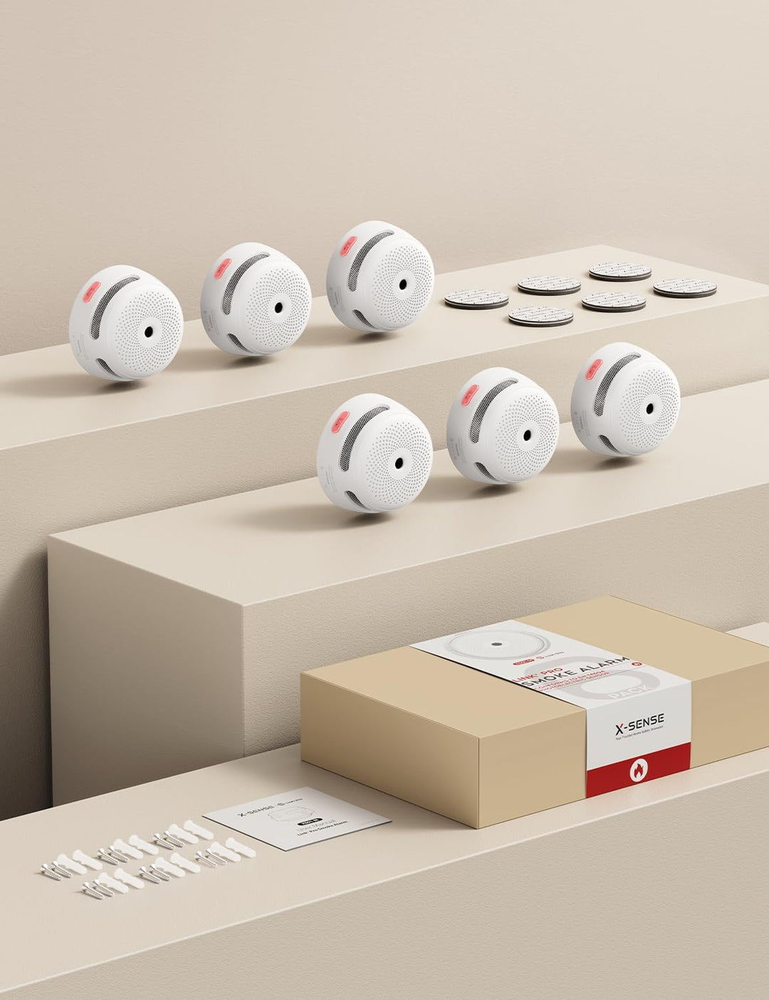 X-Sense Mini Rauchmelder mit 10 Jahre Batterie und Magnethalterung, photoelektrischer Feuermelder mi