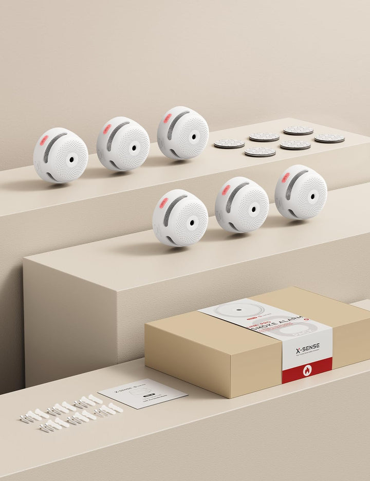 X-Sense Mini Rauchmelder mit 10 Jahre Batterie und Magnethalterung, photoelektrischer Feuermelder mi