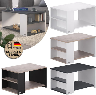 Casaria® Couchtisch mit Ablage 2 Fächer Stauraum 90x59x48cm Kratzfest Holz 50kg Belastbarkeit Gross