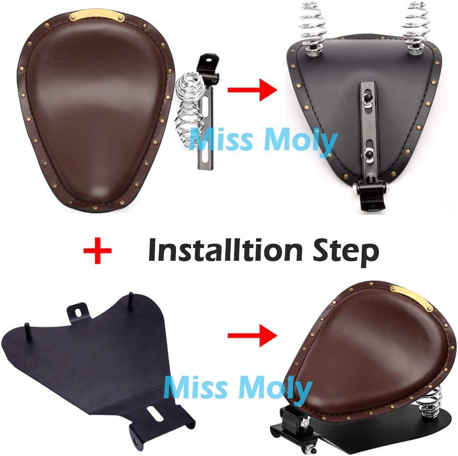 Motorrad Leder Solo Sitz, Motorrad Sitz Mit Frühling Grundplatte für Bobber Sportster XL1200 883 48