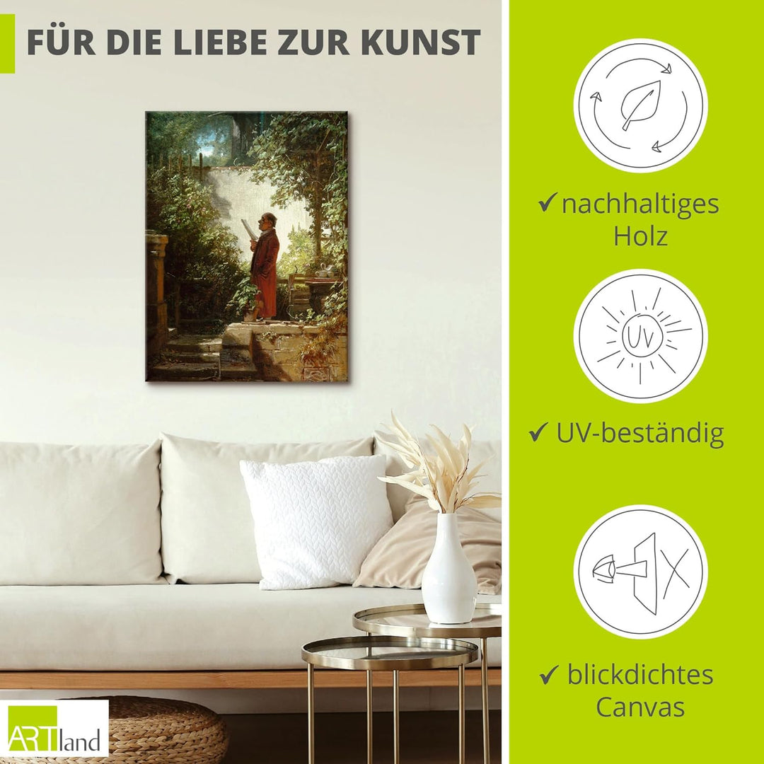 ARTland Leinwandbilder Wandbild Bild auf Leinwand 45x60 cm Wanddeko Idyll Garten Terasse Pflanzen Mo