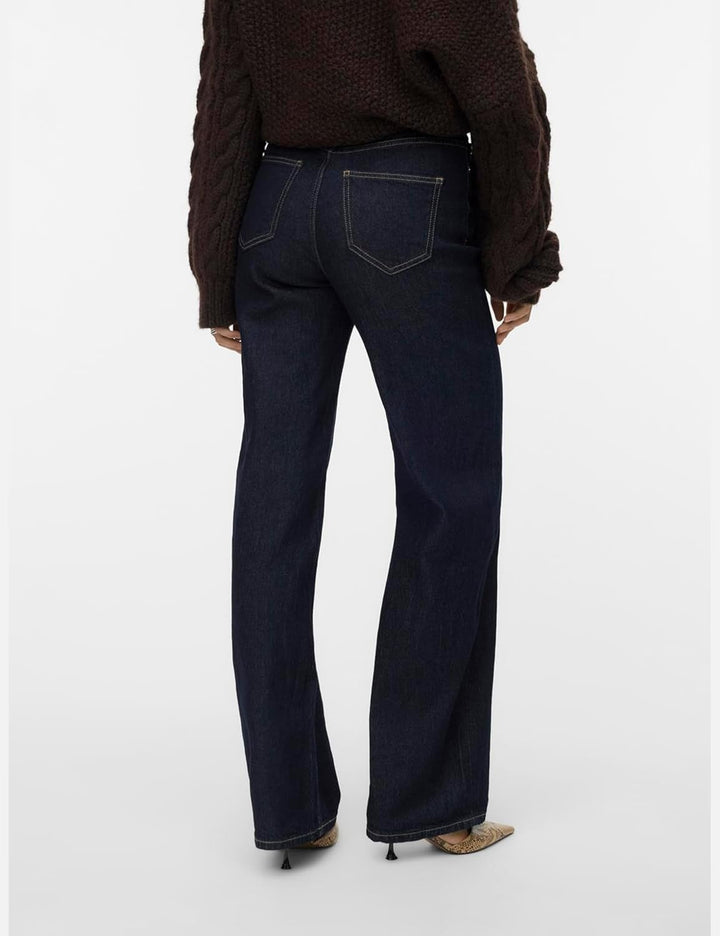 Vero Moda Female Weit geschnitten VMTESSA Hohe Taille Weiter Beinschnitt Jeans 25W / 30L Dark Blue D