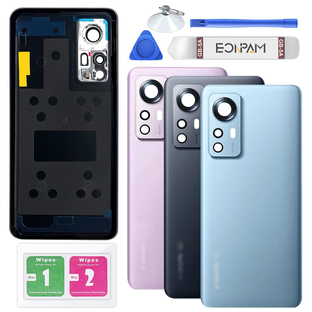 Eonpam Akkudeckel für Xiaomi Mi 12 / Mi 12X Rückseite Glas Original Backcover Back Glas Ersatz Repar