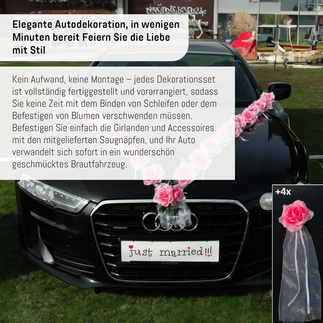 Rosen Girlande Braut Paar Rose Deko Dekoration Autoschmuck Hochzeit Car Auto Wedding ®Auto-schmuck D