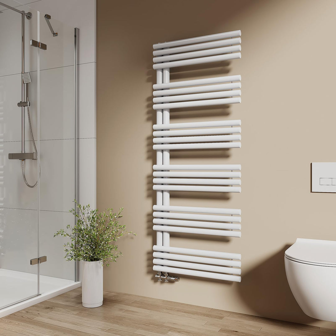 EMKE Design Rundrohr Badheizkörper 1535x600 mm, Handtuchheizkörper mit Seitenanschluss, Handtuchwärm