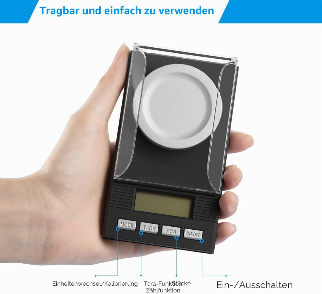 Brifit Feinwaage 50g/0,001g, Milligramm Waage mit Kalibriergewicht, Taschenwaage, Goldwaage, Münzwaa