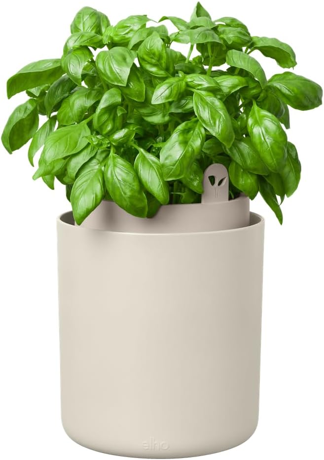 elho Bouncy Basil 16 Blumentopf - Basilikum Topf mit Aussentopf - 100% recyceltes Plastik - Ø 16.5 x