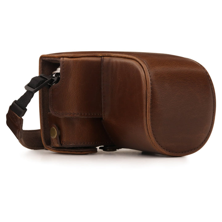 MegaGear MG1452 Olympus PEN E-PL9 (14-42mm) Ever Ready Leder Kamera-Case mit Trageriemen – Dunkelbra