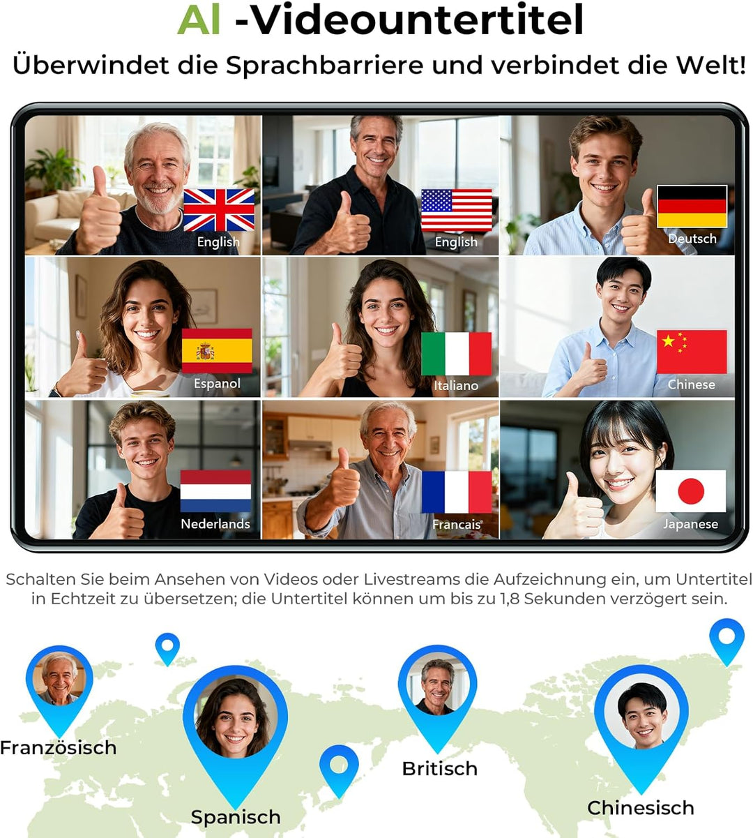 BEARTAIN NE20 Ki Übersetzer Kopfhörer, 3-in-1 Übersetzungskopfhörer mit echtzeit übersetzung, 135 Sp