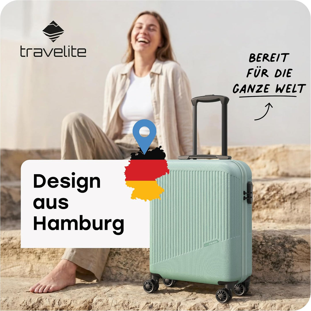 travelite 4-Rad Handgepäck Koffer klein 37 Liter, Gepäck Serie BALI: ABS Hartschalen Trolley erfüllt