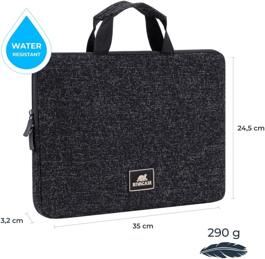 Rivacase Laptophülle mit Griffen bis 14" Sleeve - wasserdichte und ultraleichte Notebooktasche - kom