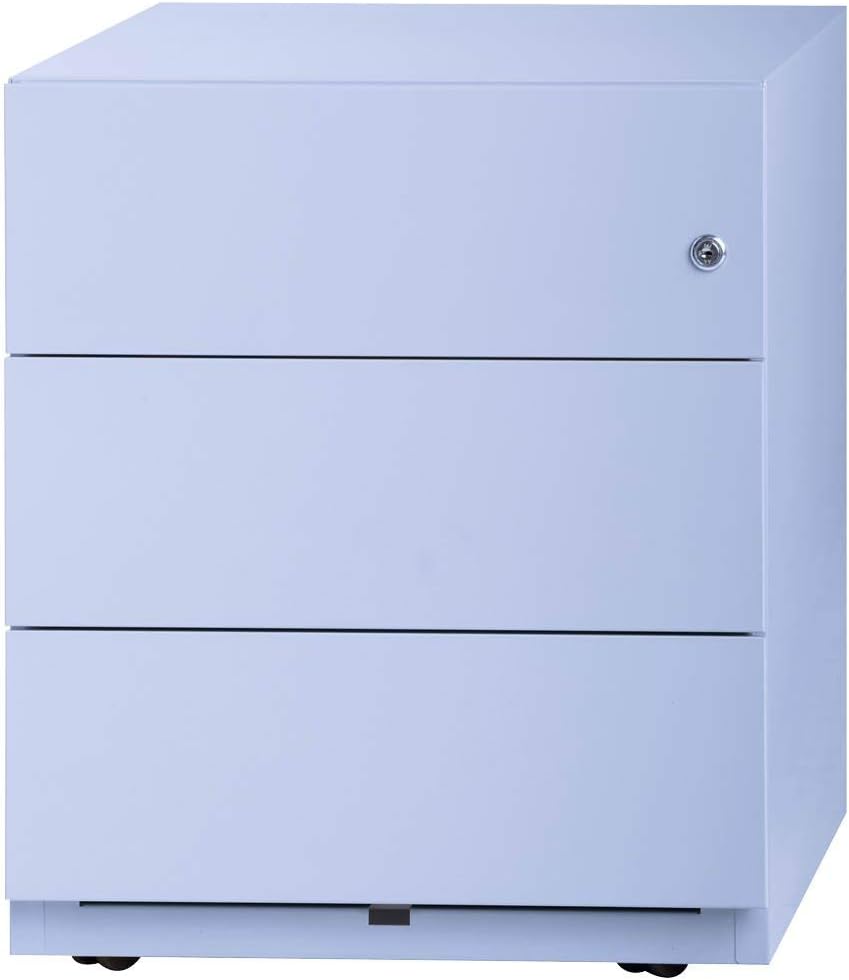 BISLEY Rollcontainer Note mit Griffleiste, 3 Universalschubladen, Metall, 605 Blau, 56.5 x 42 x 49.5
