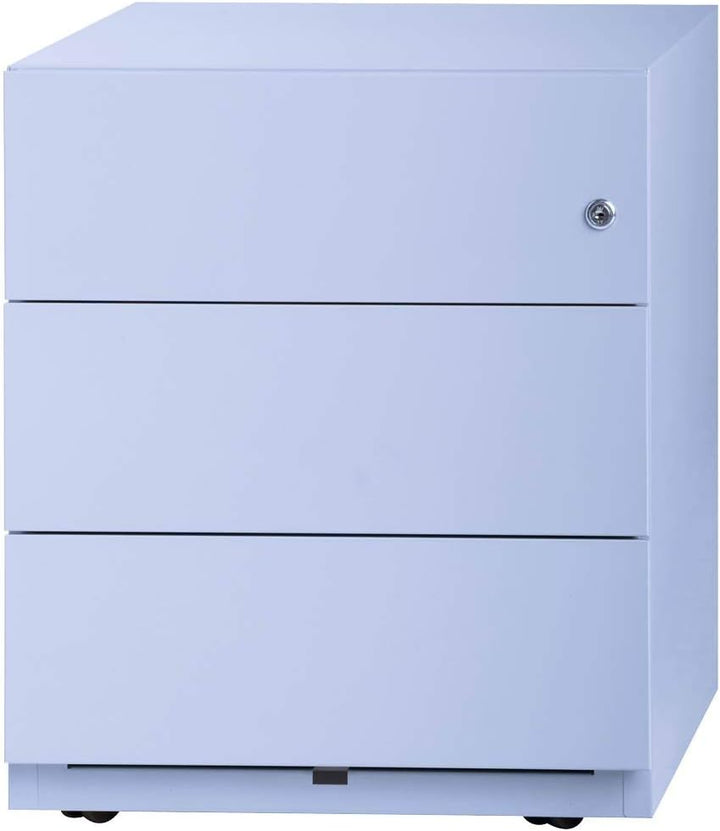 BISLEY Rollcontainer Note mit Griffleiste, 3 Universalschubladen, Metall, 605 Blau, 56.5 x 42 x 49.5