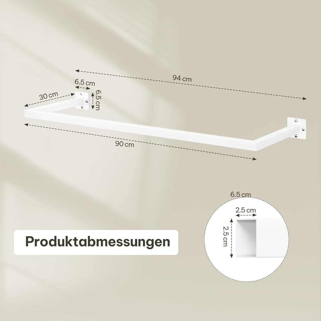Kleiderstange Wandmontage, Garderobe Rohr industrial, für Flur Küche Wohnzimmer Badezimmer, 94 cm, W