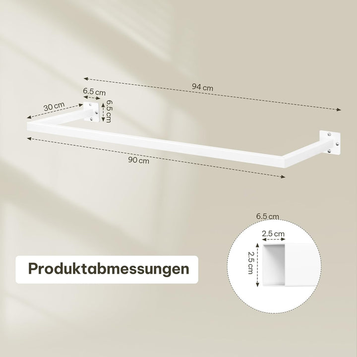 Kleiderstange Wandmontage, Garderobe Rohr industrial, für Flur Küche Wohnzimmer Badezimmer, 94 cm, W