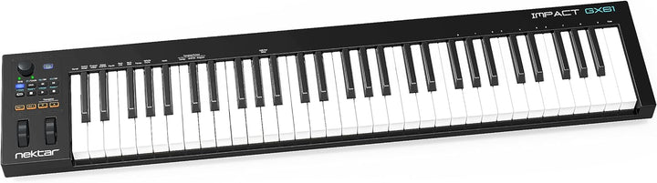Nektar GX61 Impact USB MIDI Keyboard Controller with Nektar DAW Integration, Black Single, Single