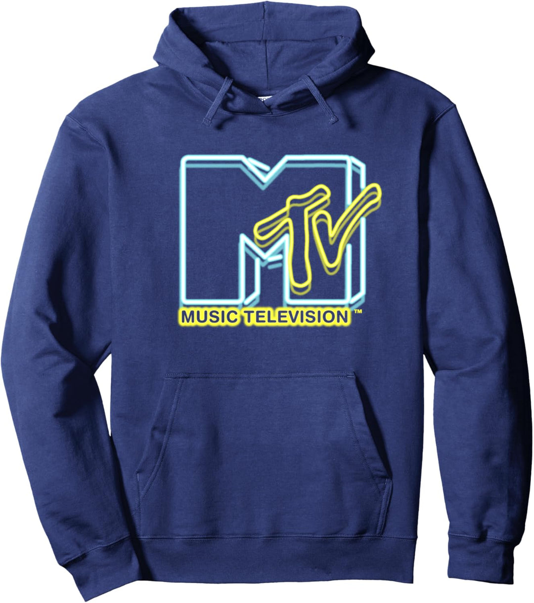 MTV Blue And Yellow Neon Sign Logo Pullover Hoodie