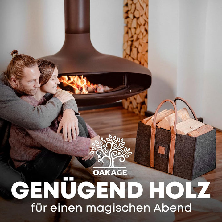 OAKAGE® Einkaufstaschen Faltbar [2er Set] Filztaschen Shopper Holzkorb für Kaminholz Gross Kaminholz