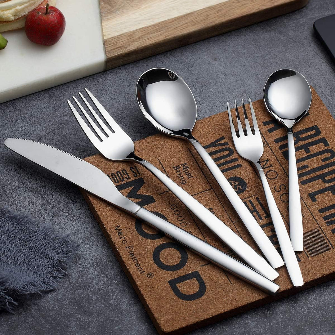 Berglander 30 Stück Edelstahl Besteckset, Gemischte Bestecksets Service für 6 07. Silber, 07. Silber