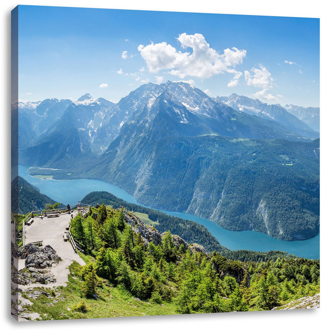 Pixxprint Königssee in Bayern als Leinwandbild Quadratisch/Grösse: 70x70 / Wandbild/Kunstdruck/ferti
