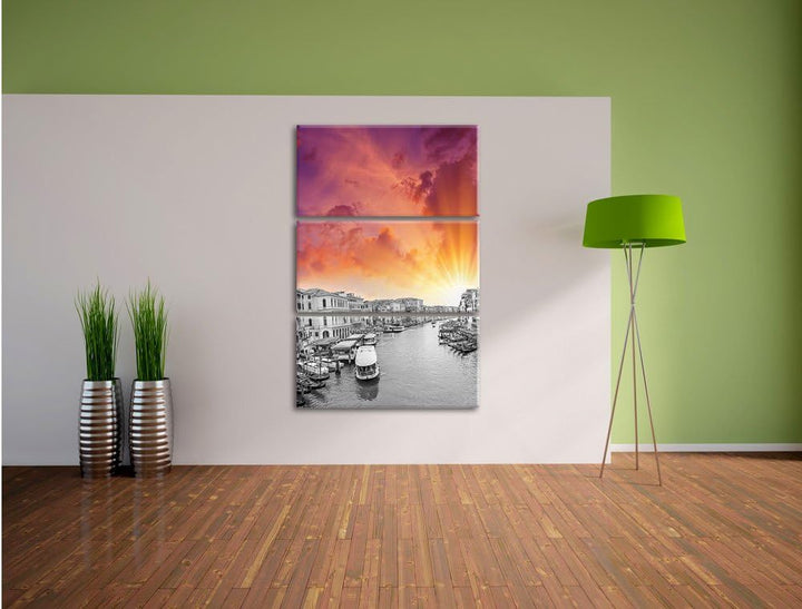 Pixxprint altmodische Wasserstrasse in Venedig als Leinwandbild/Grösse: 3 Teilig (120x80 cm) cm/Wand