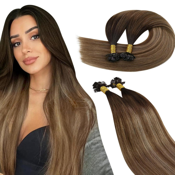 Ugeat 35cm Flat Bonding Extensions Keratin Hair Extension 1G 50Stuck/Paket Remy Brasilianer Echthaar