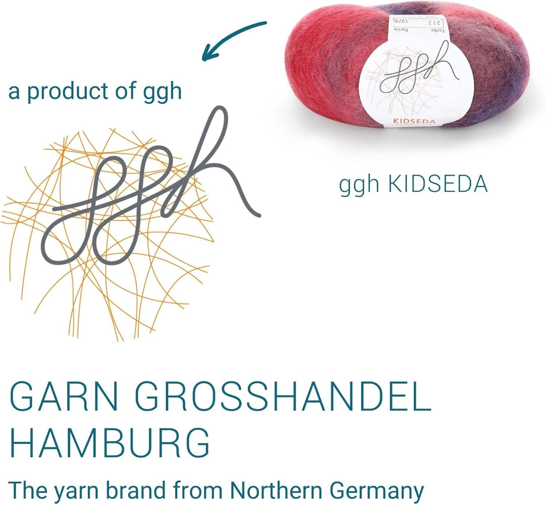 ggh Kidseda Box - 6 Knäuel - Mohairwolle mit Seide zum Stricken - Farbe 213 - Pink-Mauve-Lavendel, 2