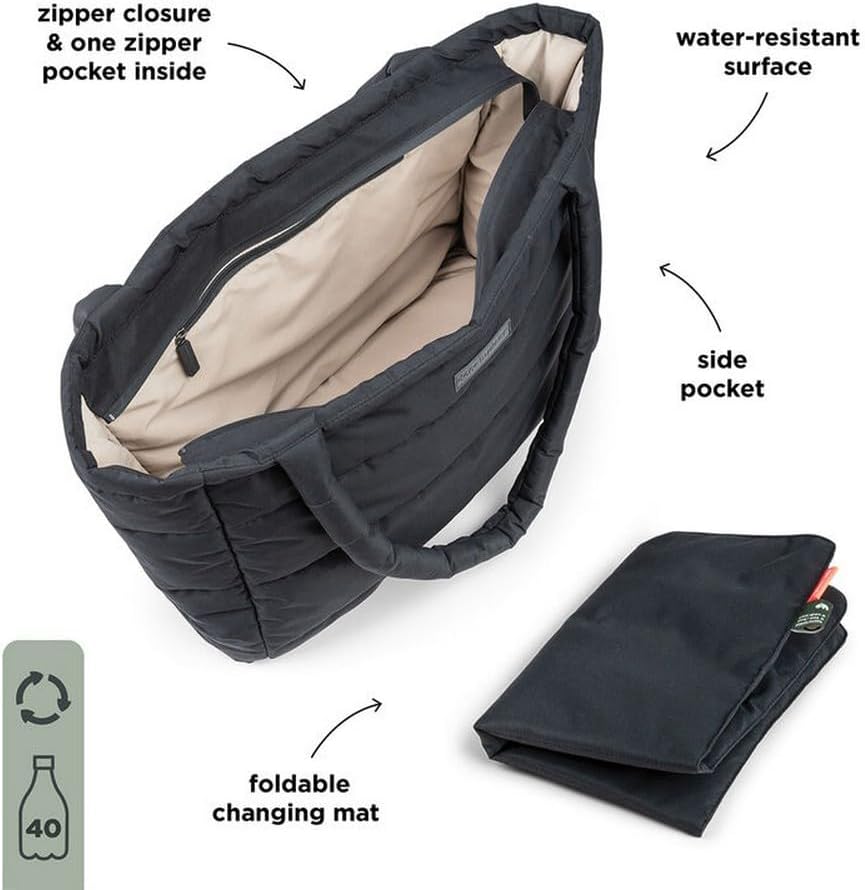 Done by Deer Wickeltasche Schwarz Gesteppt Tote Bag